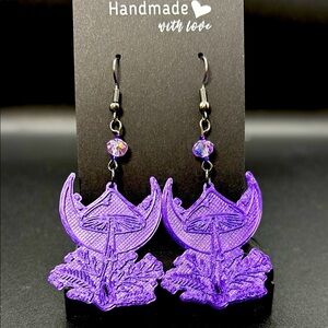 Purple Mushroom Handmade Earrings